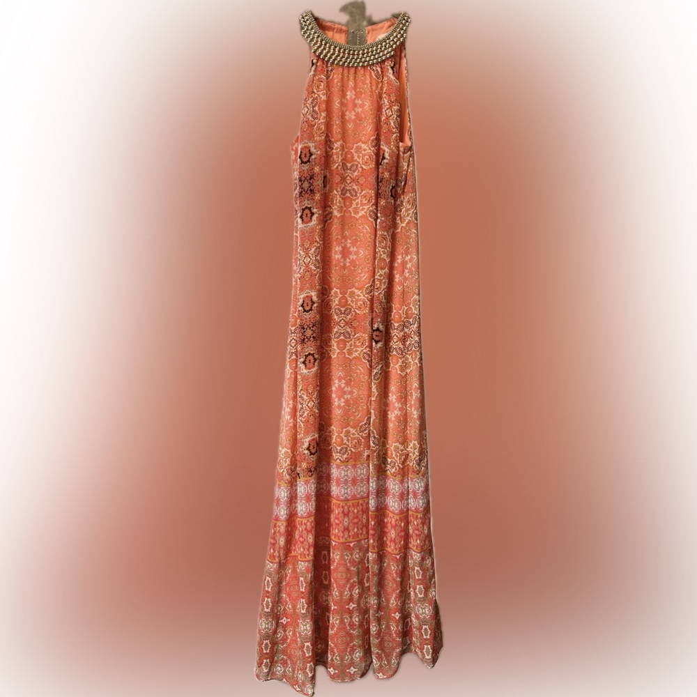 Elegant Coral Patterned Dress